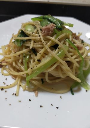 チンゲン菜とツナのめんつゆパスタ-レシピのメイン写真