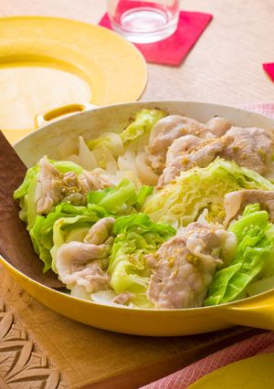 豚しゃぶと春キャベツのゆずこしょう蒸し-レシピのメイン写真