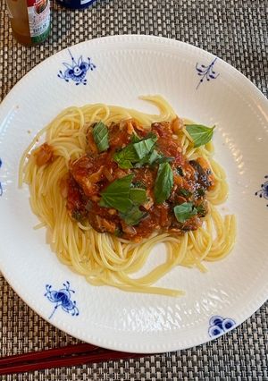 簡単で適当なツナバジルトマトパスタ-レシピのメイン写真