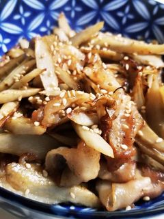 豚バラ肉とゴボウのカリッときんぴら-レシピのメイン写真