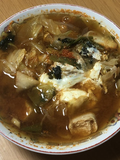 ラーメン汁で簡単1人鍋-レシピのメイン写真