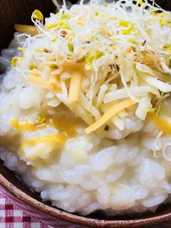 シンプル★長ネギ&スープのチーズかけ雑炊-レシピのメイン写真