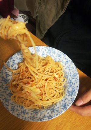 簡単手抜き、休日の夕食パスタ-レシピのメイン写真