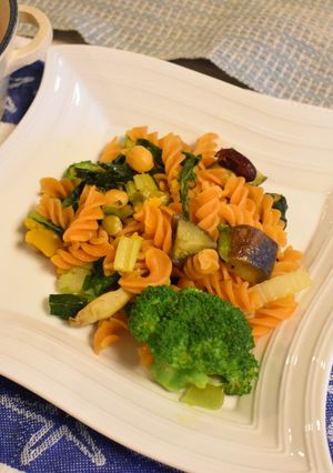 赤レンズ豆フジッリのビーガンパスタ-レシピのメイン写真