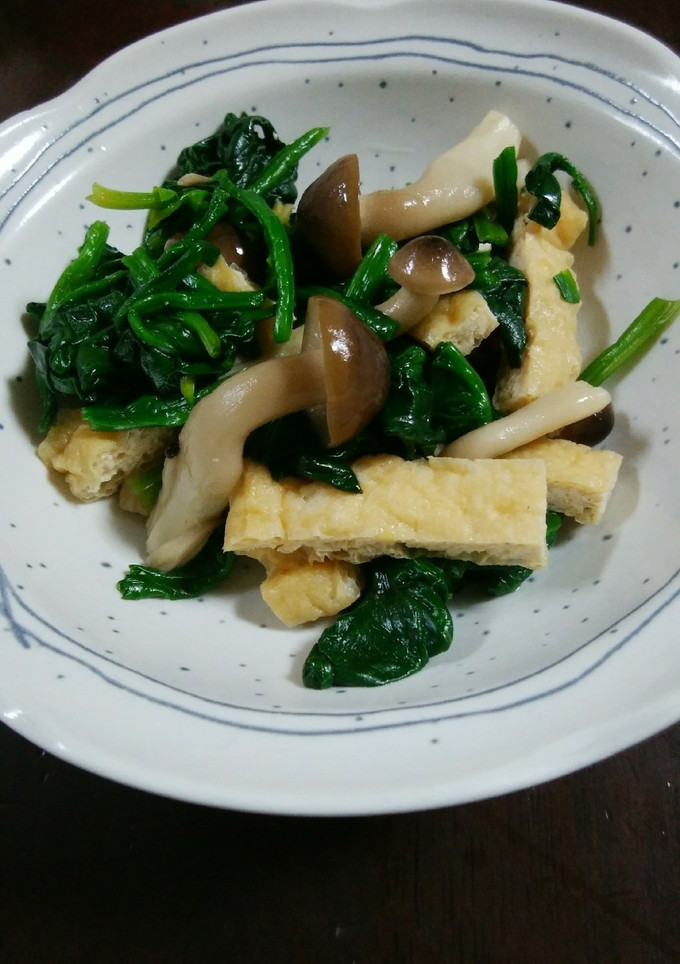簡単おひたし　菜っぱときのこと油揚げ-レシピのメイン写真