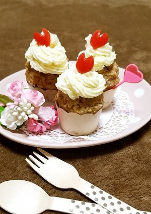 バレンタイン♥カップケーキ風ハンバーグ-レシピのメイン写真