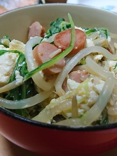 水菜ともやしの煎り豆腐-レシピのメイン写真