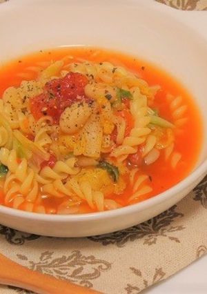女性に嬉しい 大豆と白菜のスープパスタ-レシピのメイン写真