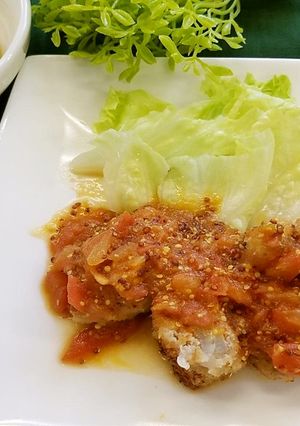 ロースかつトマトソースかけ（腎臓病食）-レシピのメイン写真