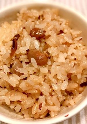 * 焙じ茶薫る 福豆ごはん *-レシピのメイン写真