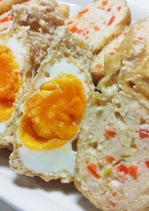 鶏ひき肉と豆腐のヘルシー巾着煮♪-レシピのメイン写真