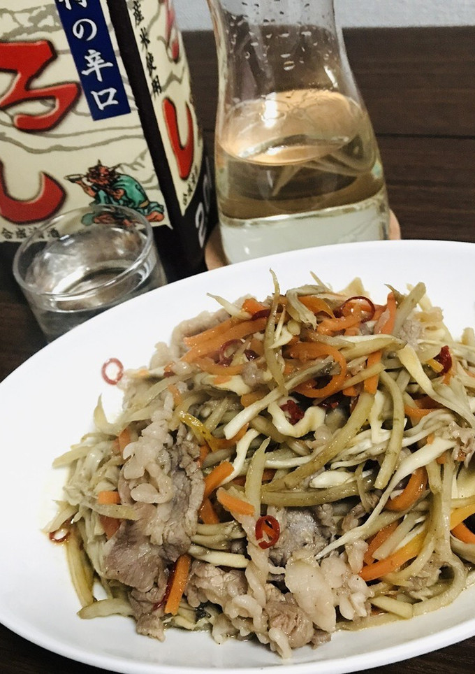 包丁を使わない牛肉と舞茸の金平炒め-レシピのメイン写真