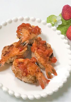 エビのせハンバーグ♡-レシピのメイン写真