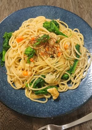 081 しもつかれと菜花のペペロンチーノ-レシピのメイン写真