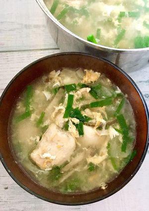 香ばし鶏肉のしょうがニラ玉スープ-レシピのメイン写真
