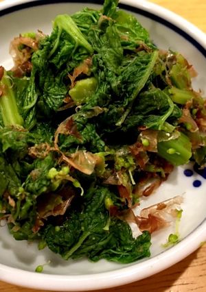 ほろにが、菜花とおかかしょうゆ和え-レシピのメイン写真