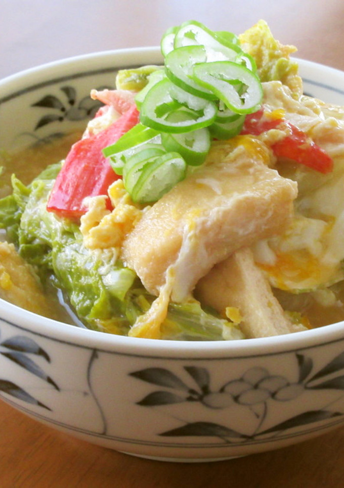 かにかまと白菜と油揚げのうま煮卵とじ-レシピのメイン写真