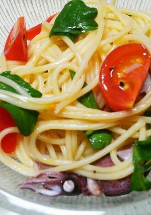 ホタルイカとミニトマトの冷製スパ-レシピのメイン写真