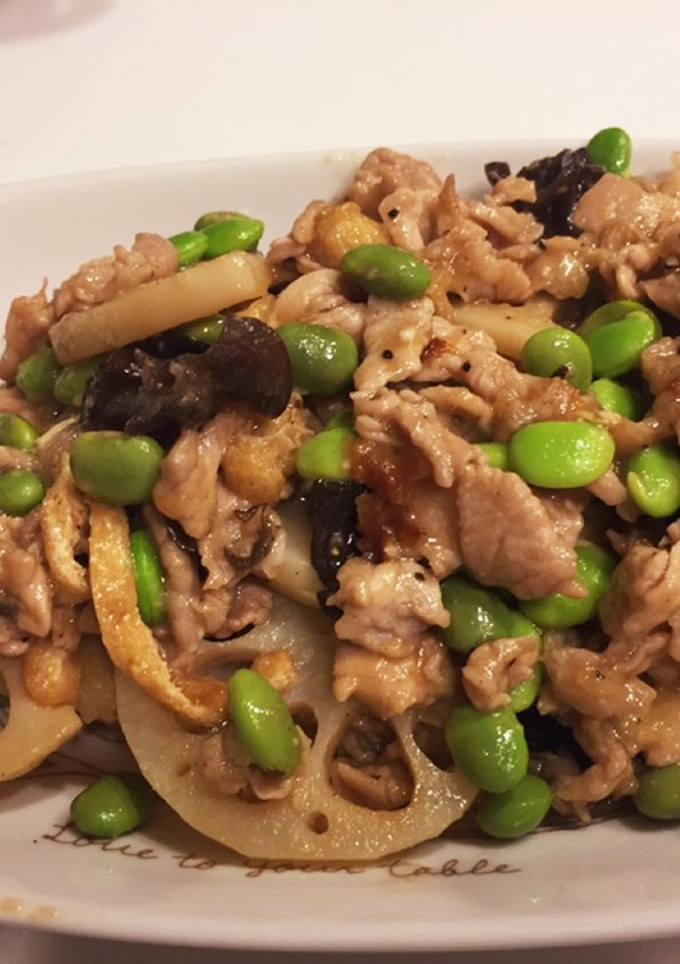 れんこんとキクラゲ、枝豆の炒め物-レシピのメイン写真