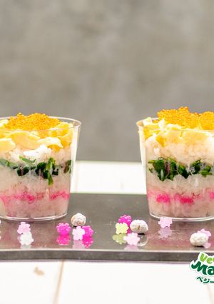 ほうれん草のひな祭りカップ寿司-レシピのメイン写真