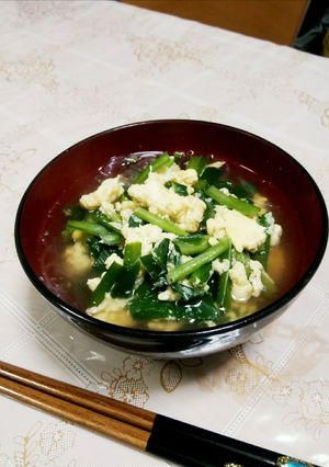 ニラたっぷり！春雨とフワフワ卵のスープ-レシピのメイン写真