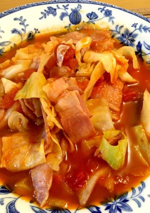男の30分料理:キャベツのトマト煮込み-レシピのメイン写真