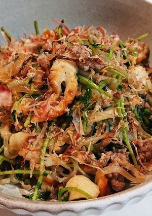豆苗としらたきの塩昆布炒め~ダイエット~-レシピのメイン写真