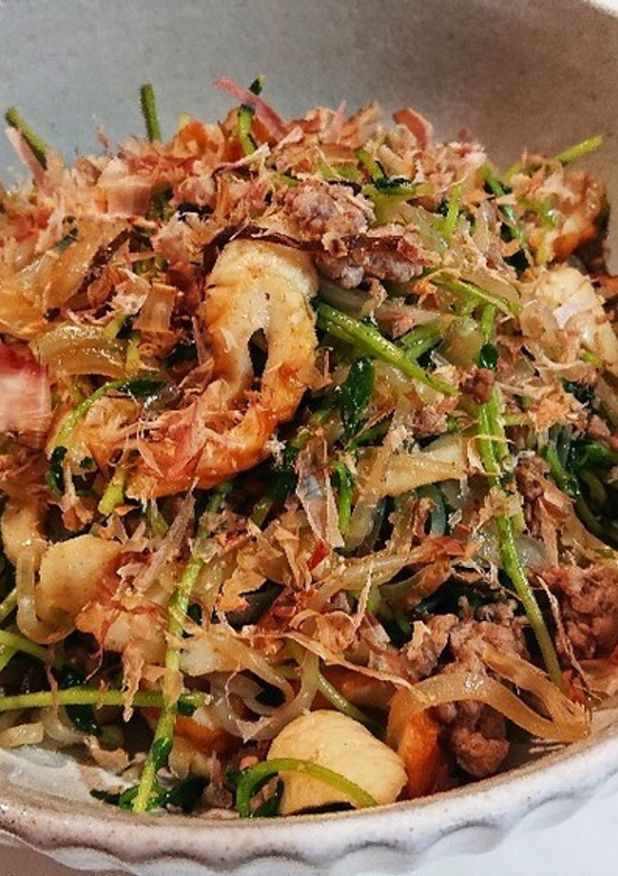 豆苗としらたきの塩昆布炒め～ダイエット～-レシピのメイン写真