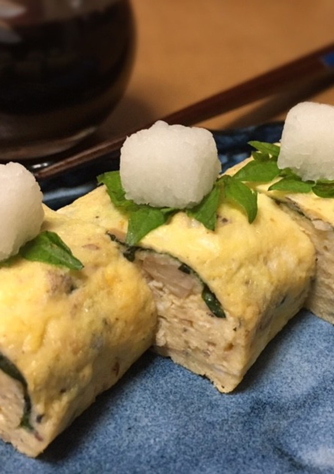 鯖缶と大葉の卵焼き♡大根おろし添え-レシピのメイン写真