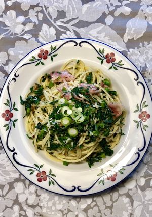 葉野菜とじゃこのペペロンチーノ-レシピのメイン写真