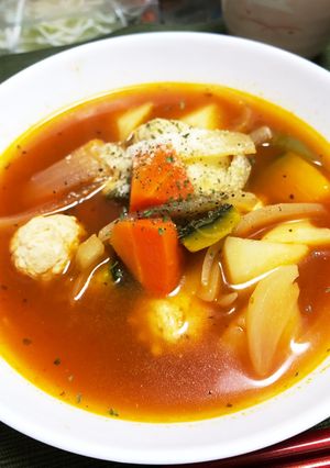 鶏団子入りトマトスープ♡-レシピのメイン写真