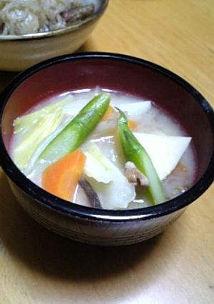 春が来たよ♡春野菜の豚汁-レシピのメイン写真
