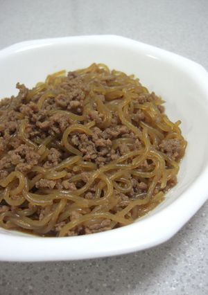 バターが香る☆挽き肉＆白滝の炒り煮♪-レシピのメイン写真