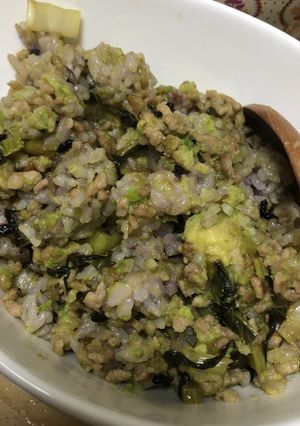 野沢菜とアボカドのひき肉チャーハン-レシピのメイン写真