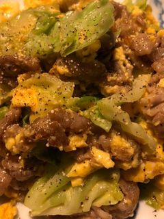 春キャベツと豚肉のふわふわ卵炒め-レシピのメイン写真