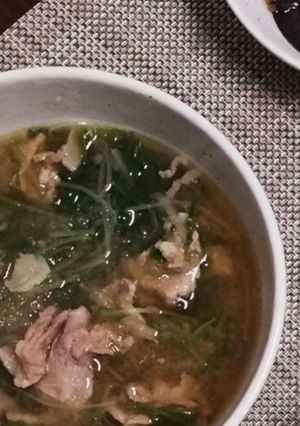 ホッと一息☆水菜と豚肉の大根おろしスープ-レシピのメイン写真
