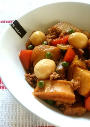 里芋とうずら卵のそぼろ煮【柏市学校給食】-レシピのメイン写真