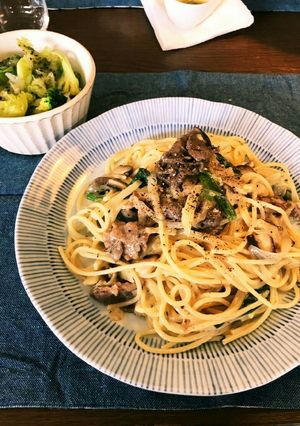 牛肉とほうれん草とチーズのパスタ-レシピのメイン写真