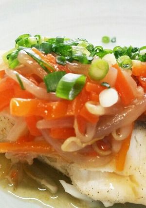 魚の酒蒸し野菜あんかけ-レシピのメイン写真