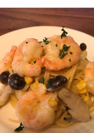 えびのコーンスープパスタ-レシピのメイン写真