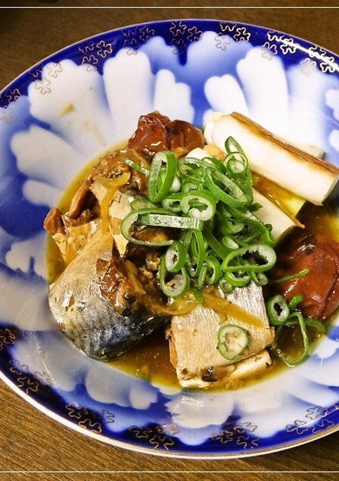 さば缶･焼きねぎ･焼き梅干しのさっと煮-レシピのメイン写真
