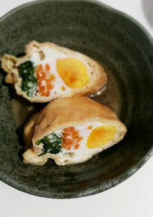 簡単!春菊と人参入り☆卵巾着-レシピのメイン写真