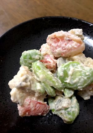 春っぽいサラダ（そら豆とエビとレンコン）-レシピのメイン写真