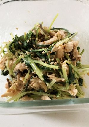 レンジでつくる ささみと水菜の塩昆布和え-レシピのメイン写真
