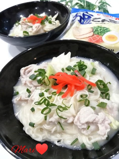 塩とんこつの残しスープで具沢山そうめん-レシピのメイン写真