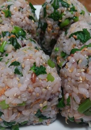 大根の葉と干しエビのおにぎり-レシピのメイン写真