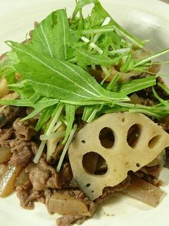 焼きれんこんと牛肉のしょうゆ炒め-レシピのメイン写真