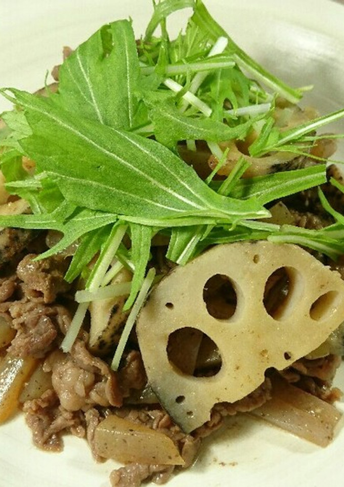 焼きれんこんと牛肉のしょうゆ炒め-レシピのメイン写真