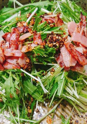 水菜とベーコンのサラダ-レシピのメイン写真