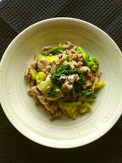 菜の花と豚肉の粒マスタード炒め-レシピのメイン写真